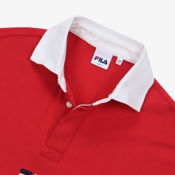 Fila Basic Rugby Shirt - Miesten T Paita - TummanPunainen | FI-28118